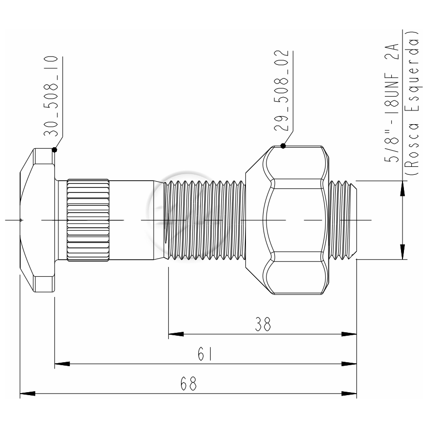 Prisioneiro de Roda com Porca Caixa com 46 Unidades para Ford F-350 e F-4000 - ZM - 40.508.10