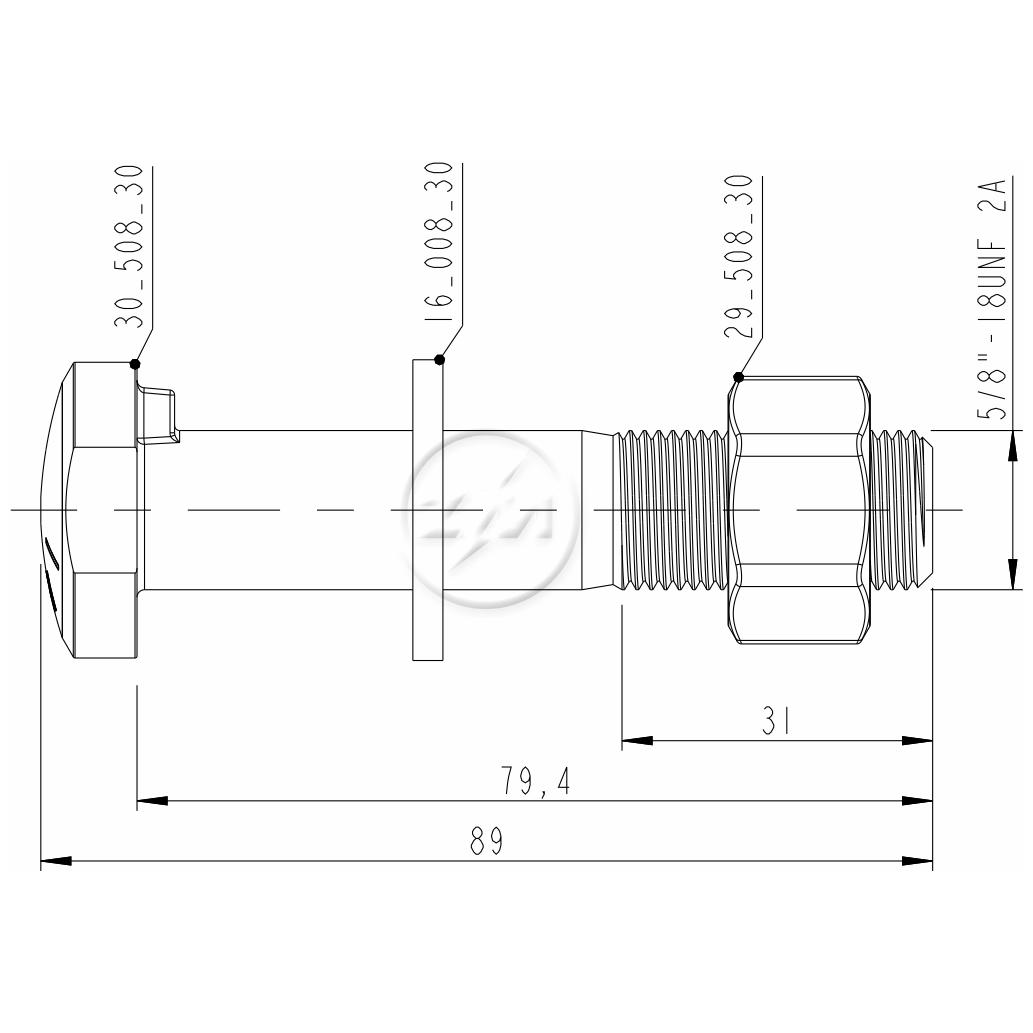 Kit 24 Parafuso Roda 5/8"x79,4/89xCH15/16" - ZM - 40.508.30