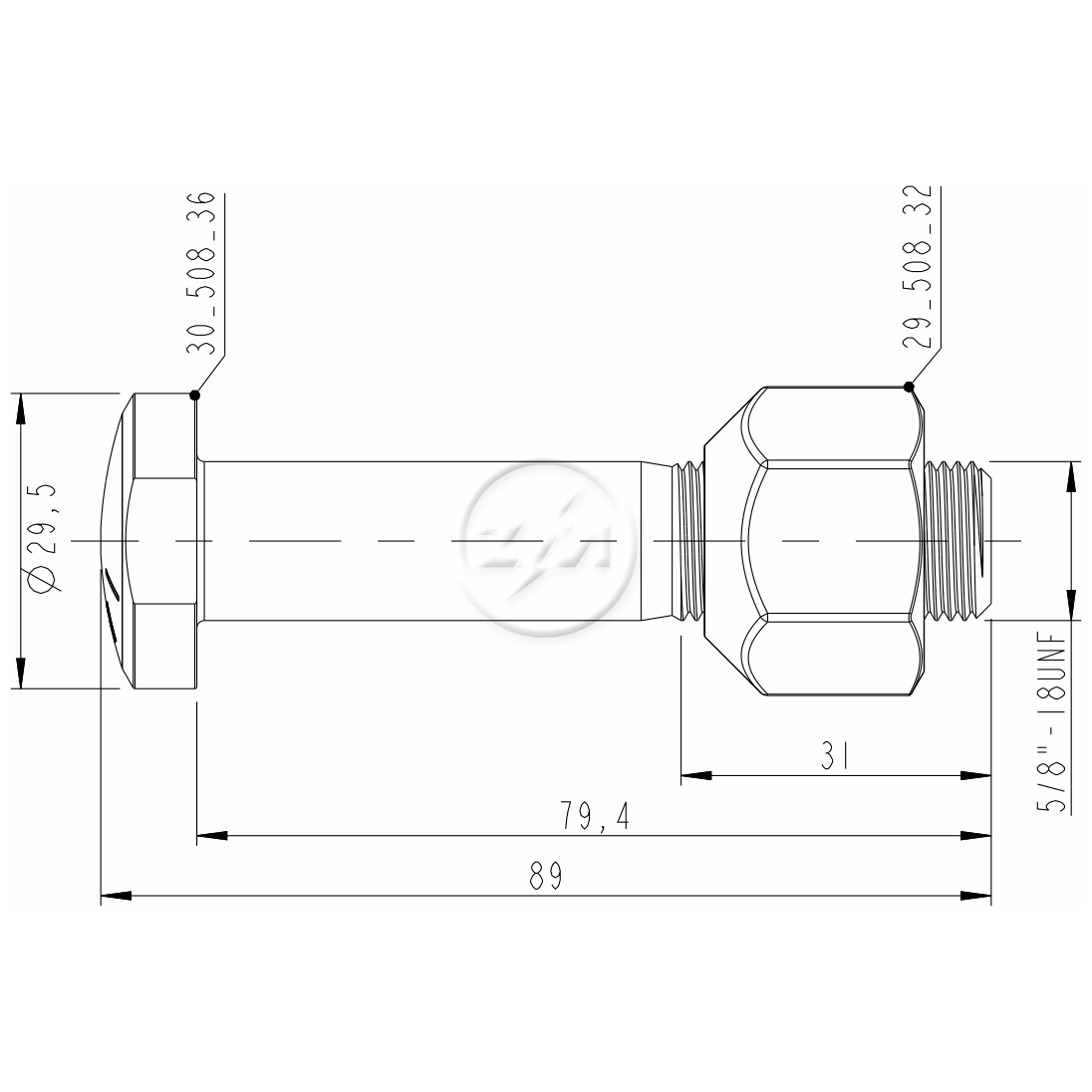 Kit 18 Parafuso Roda 5/8"x79,4/80,5xCH1.1/16" - ZM - 4050836