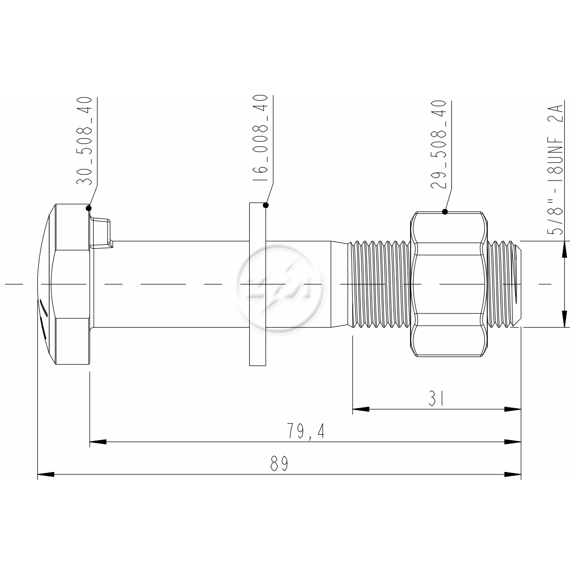 Kit 24 Parafuso Roda 5/8"x79,4/89xCH15/16" - ZM - 40.508.40