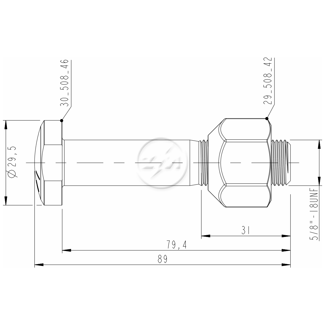 Kit 18 Parafuso Roda 5/8"x79,4/80,5xCH1.1/16" - ZM - 4050846