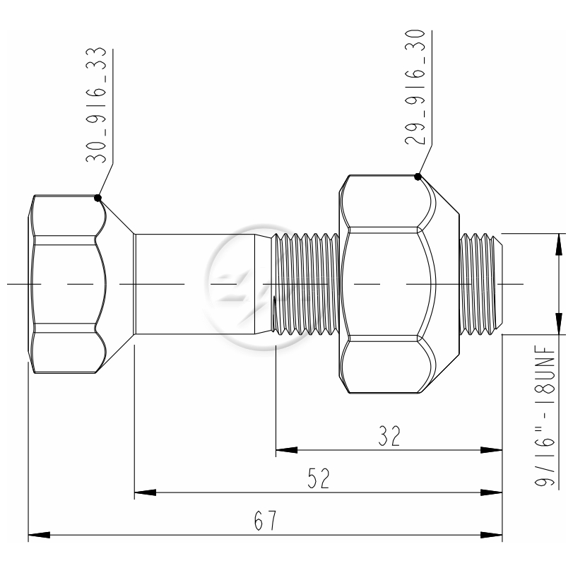 Kit 46 Parafuso Roda 9/16"-18UNF X 52/67 - ZM - 40.916.33