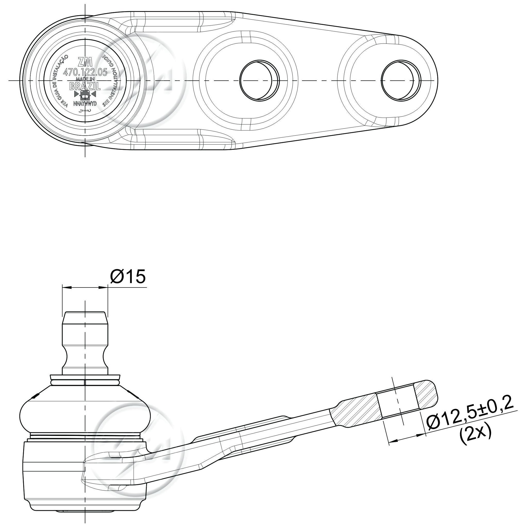 Pivô da Suspensão para Volkswagen Gol e Parati - ZM - 470.122.05