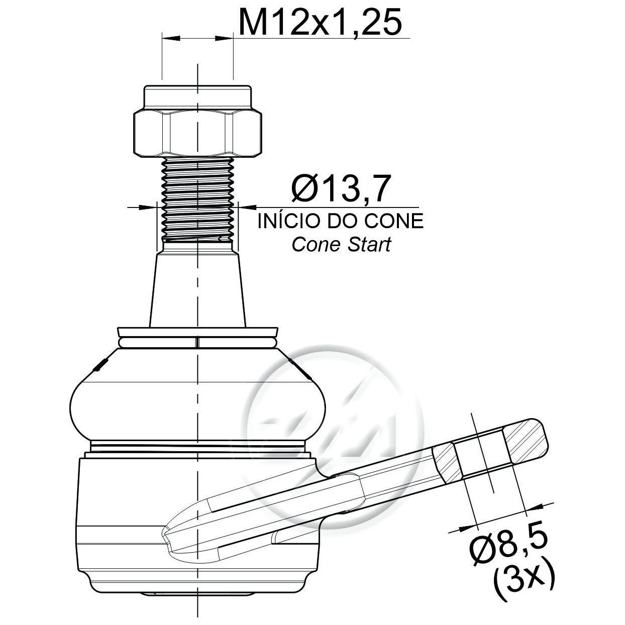 Pivô da Suspensão para Fiat Idea - ZM - 470.130.08