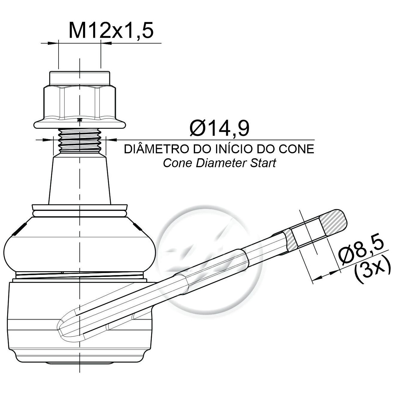 Pivô da Suspensão para Volkswagen Space Cross - ZM - 470.133.05