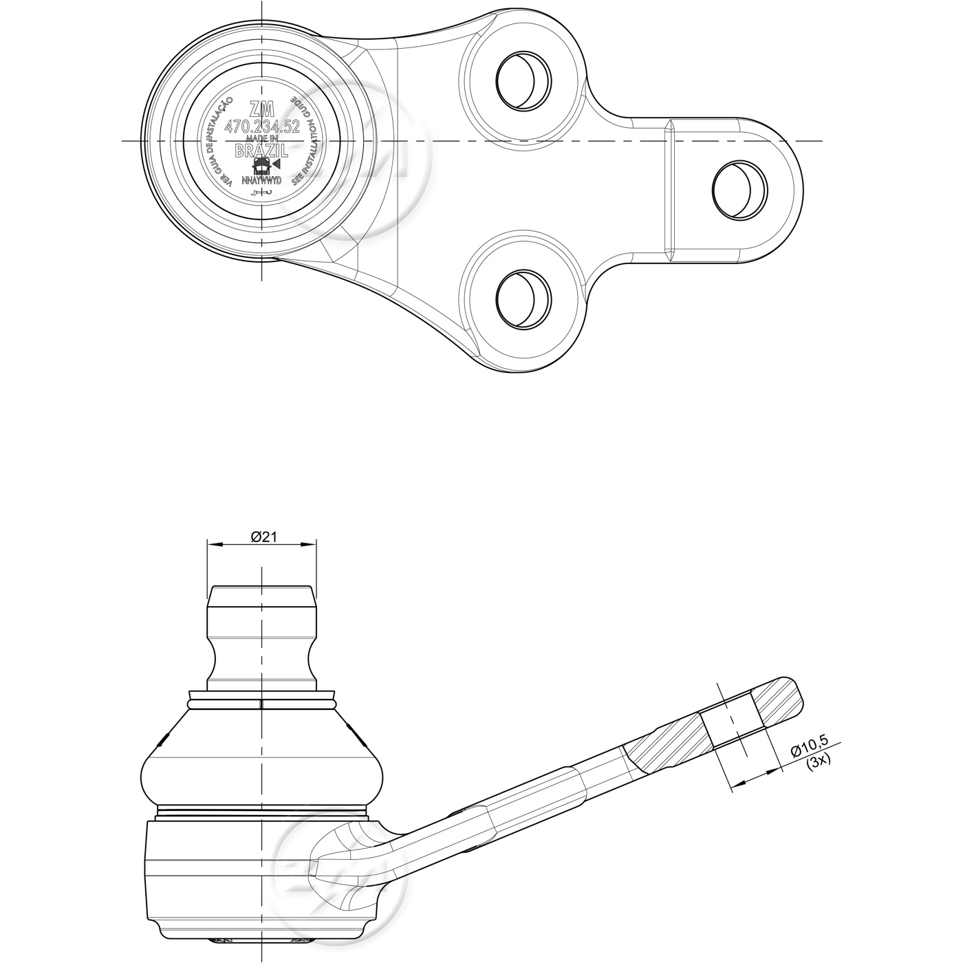 Pivô da Suspensão para Ford Focus - ZM - 470.234.52