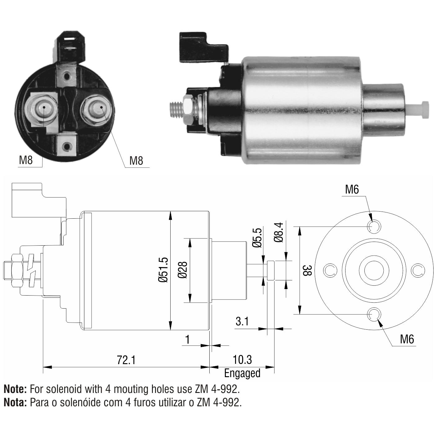 Relê Auxiliar de Partida para Chrysler Stratus - ZM - 4-992