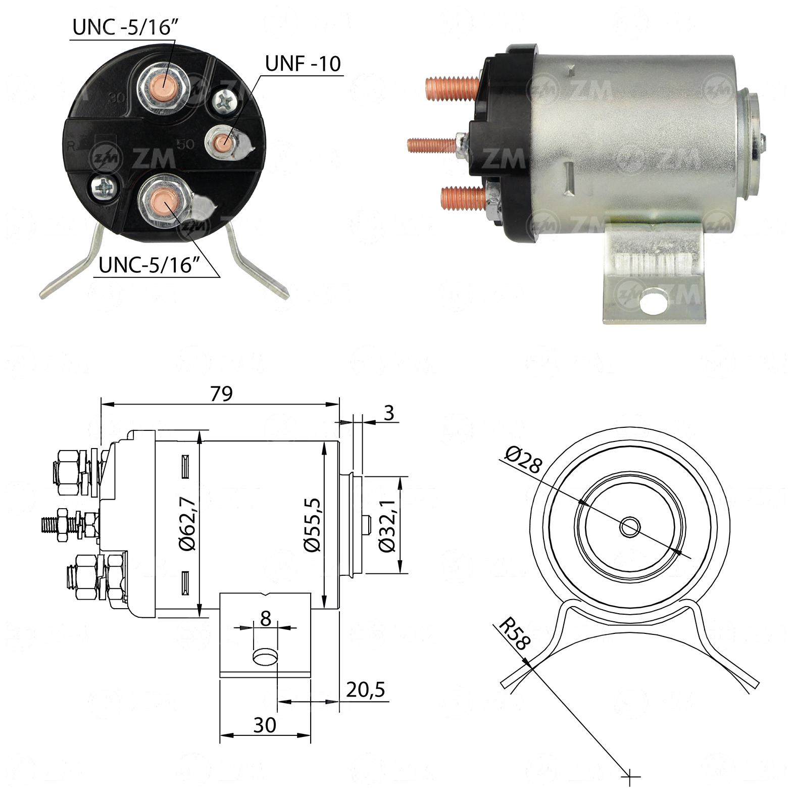 Kit 8 Relê Auxiliar de Partida - ZM - 501