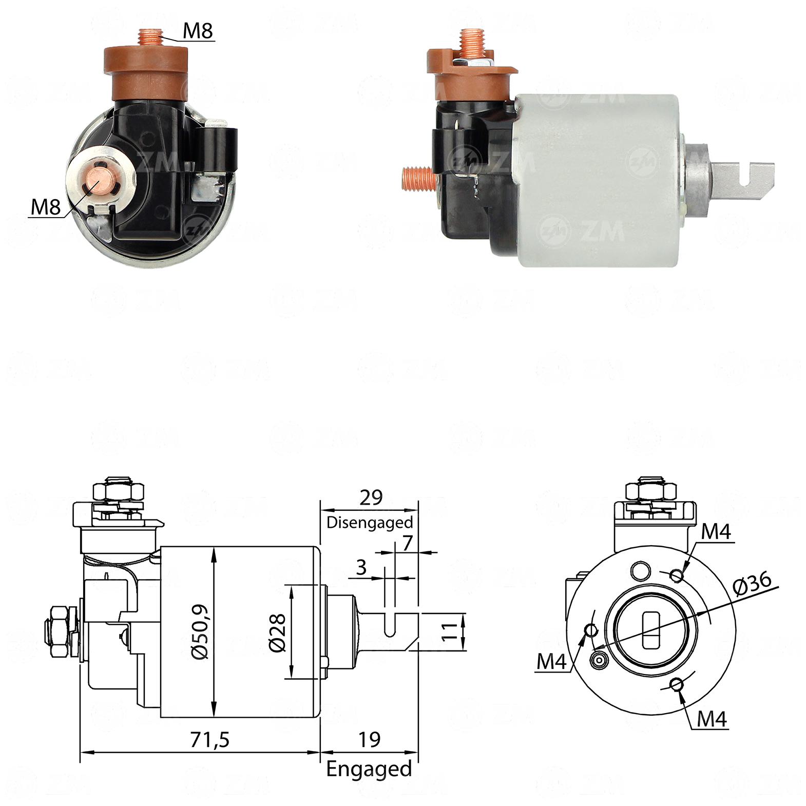 Relê Auxiliar de Partida para Honda Civic - ZM - 605