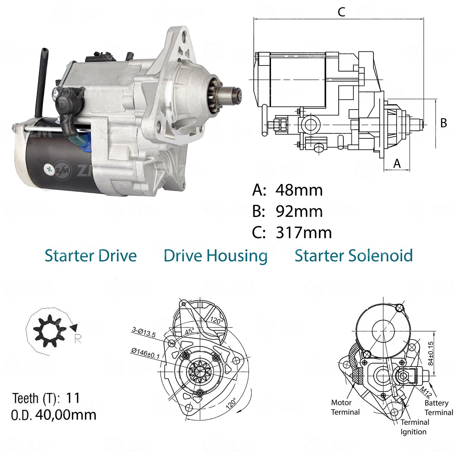 Motor de Partida OSGR 12V - ZM - 80.140.15
