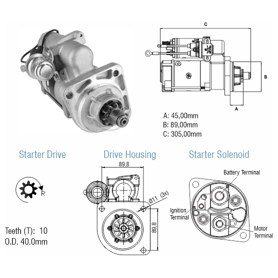 Motor de Partida 29Mt 12V para Volkswagen 9.150 EOD - ZM - 80.290.06