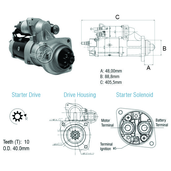 Motor de Partida 38MT 12V - ZM - 80.380.05