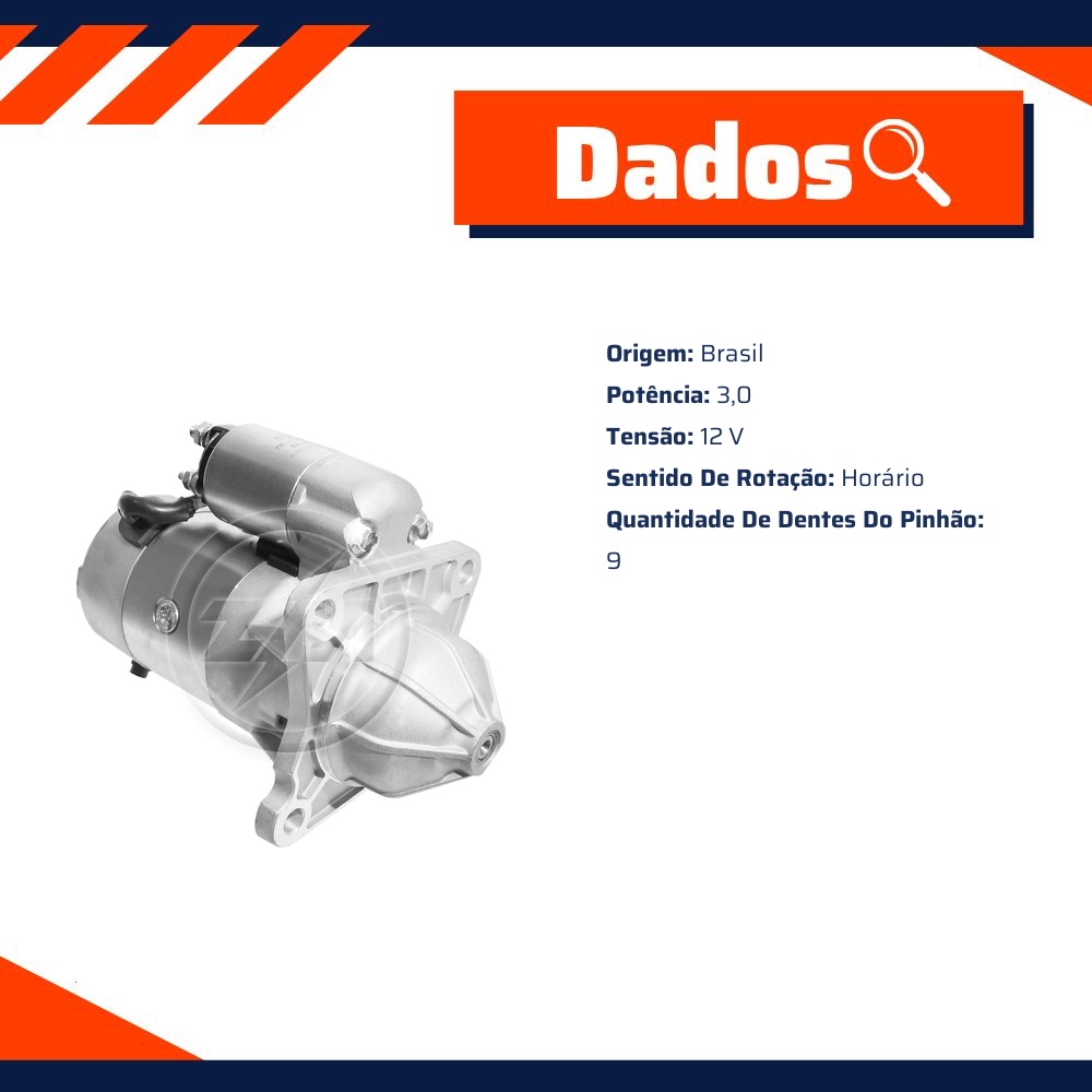 Motor de Partida M93R 12V para Ford Ranger - ZM - 80.480.13