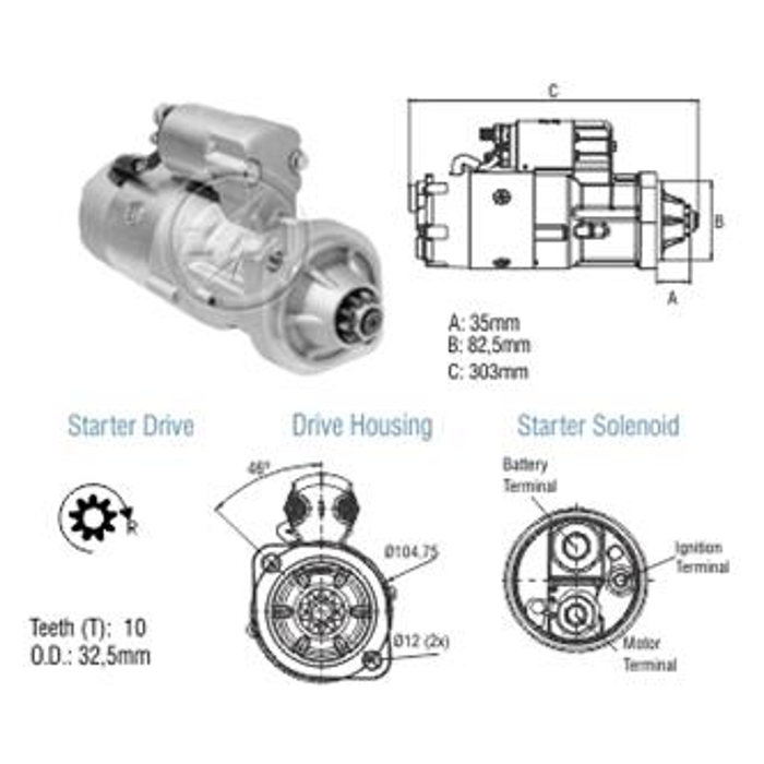Motor de Partida M100R 12V - ZM - 80.481.04