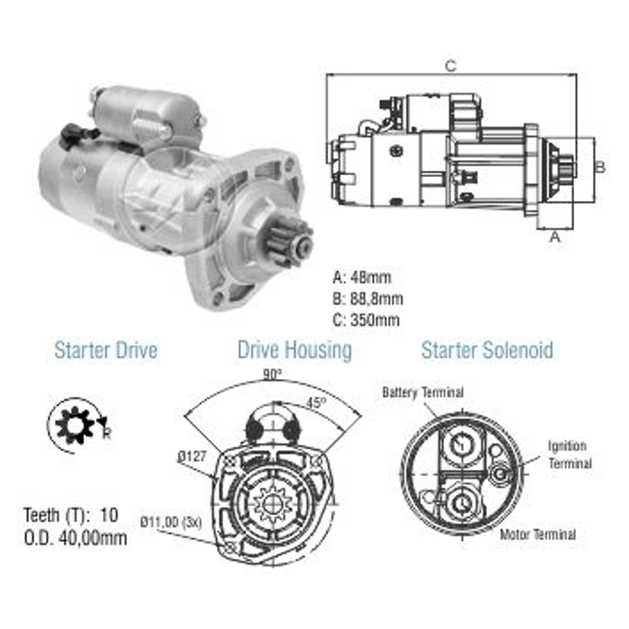 Motor de Partida M100R 12V - ZM - 80.481.05
