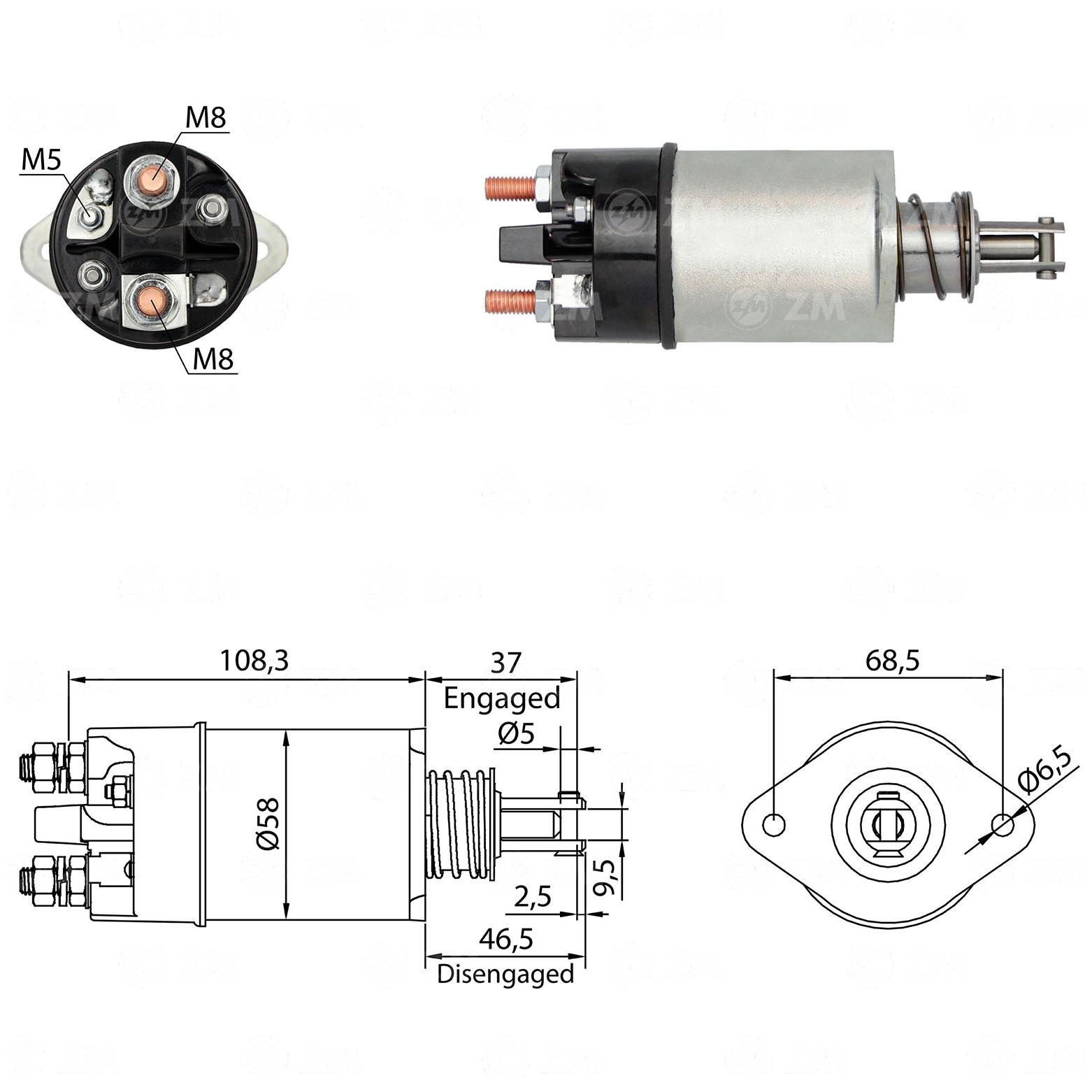 Relê Auxiliar de Partida para Peugeot 504 - ZM - 801