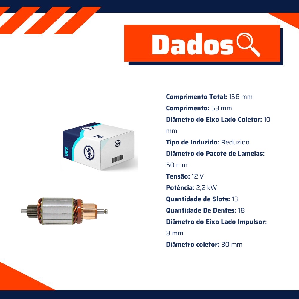 Induzido do Motor de Partida 12V - ZM - 83.130.01