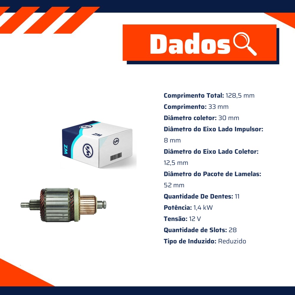 Induzido do Motor de Partida 12V - ZM - 83.381.03