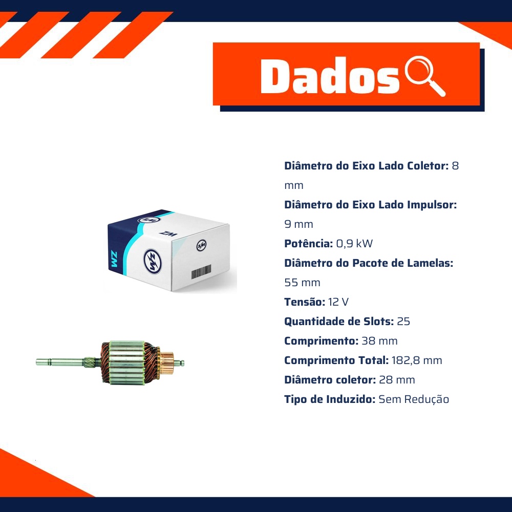 Induzido do Motor de Partida 12V - ZM - 83.381.05