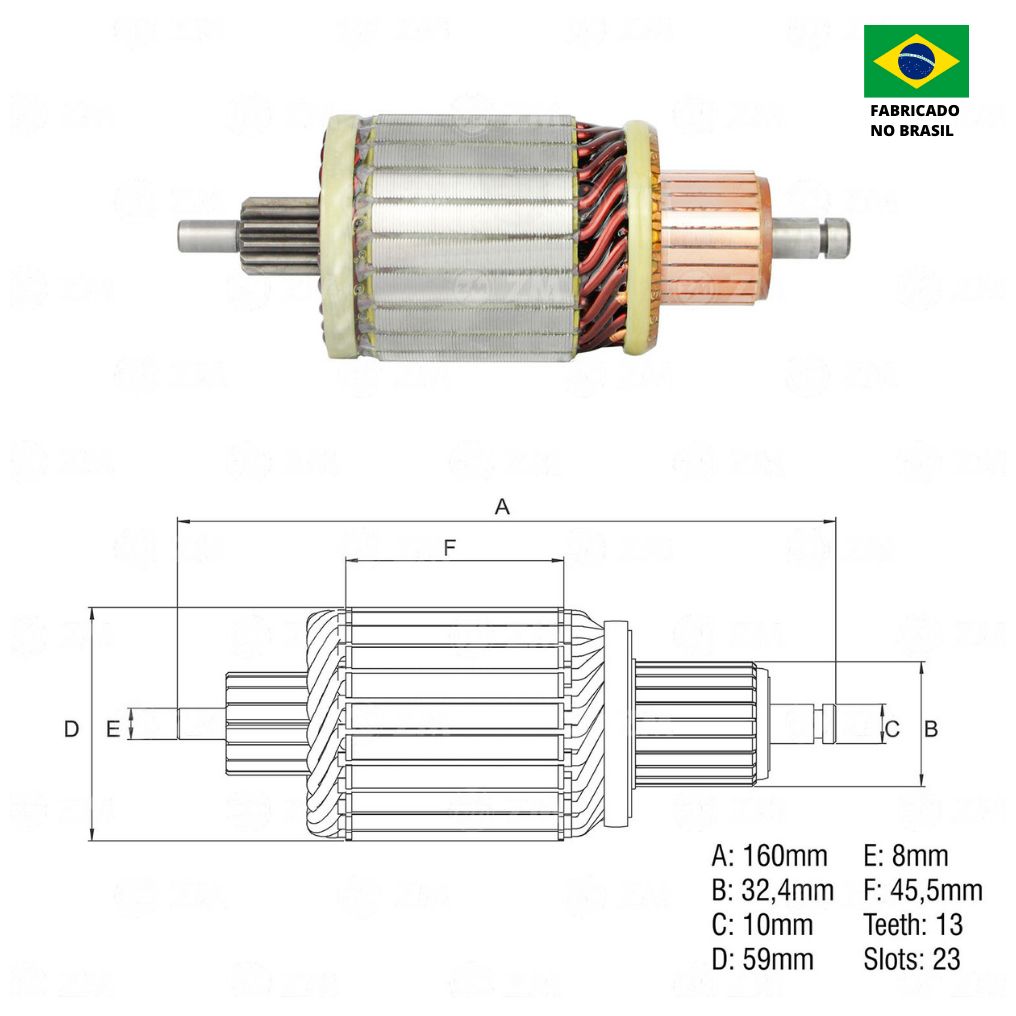 Induzido do Motor de Partida 12V - ZM - 83.571.10