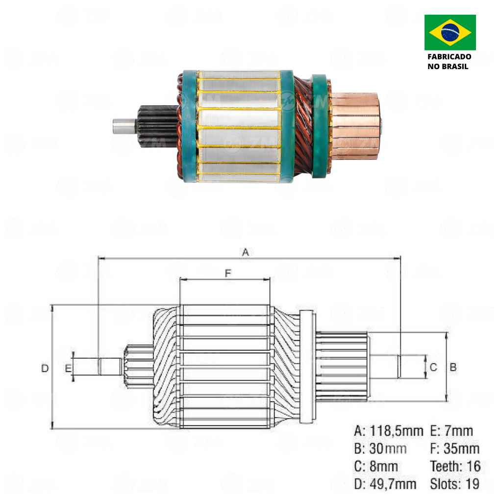 Induzido do Motor de Partida 12V para Volkswagen Amarok - ZM - 83.590.15