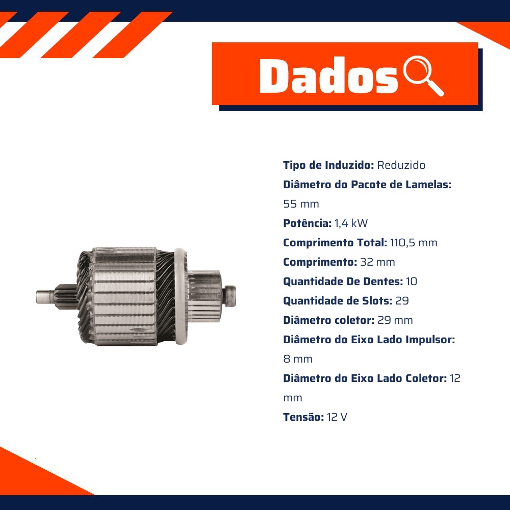 Induzido do Motor de Partida 12V - ZM - 83.680.01