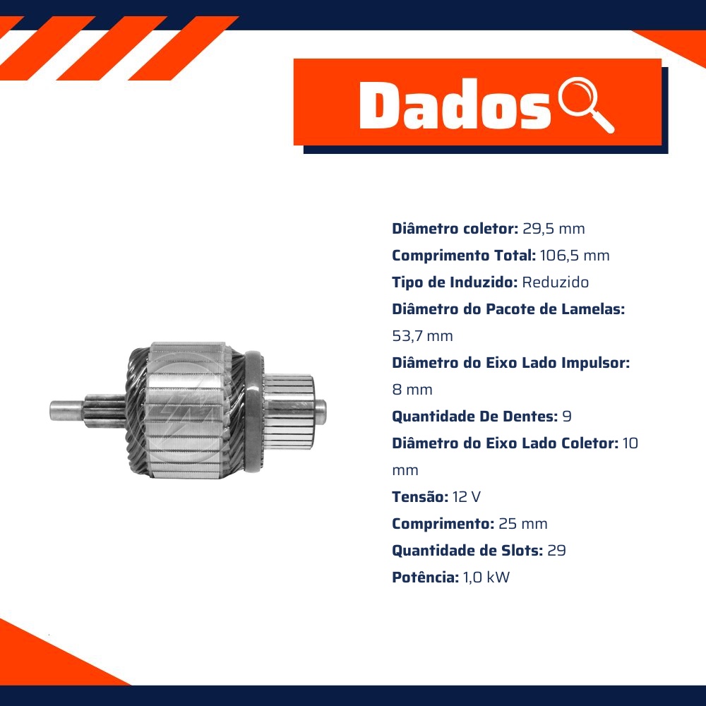 Induzido do Motor de Partida 12V - ZM - 83.790.02