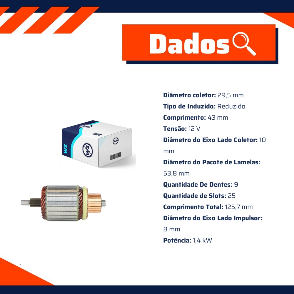 Induzido do Motor de Partida 12V - ZM - 83.790.04