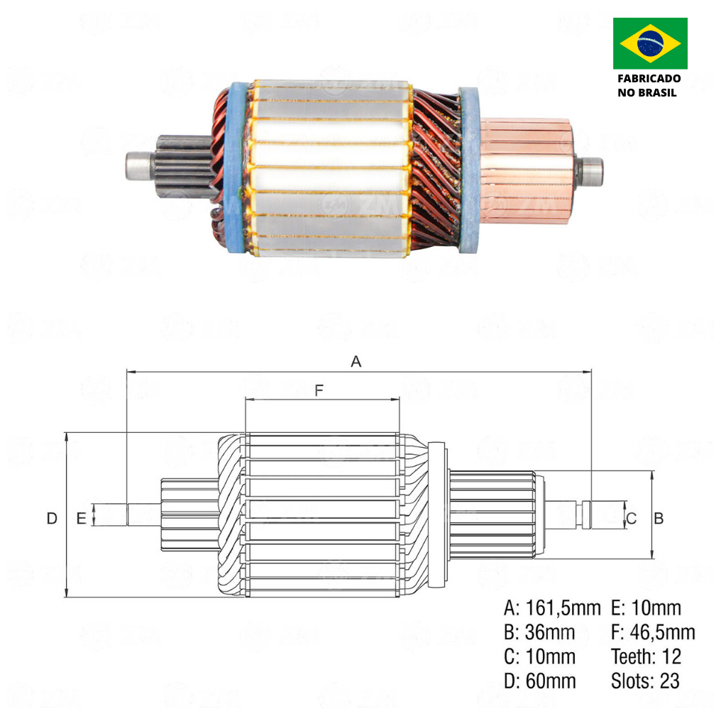 Induzido do Motor de Partida 12V - ZM - 83.818.02