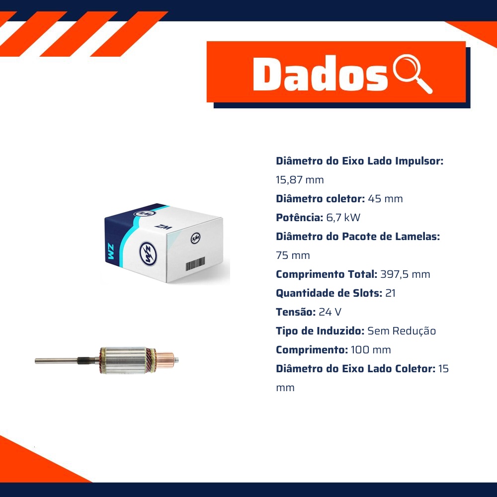 Induzido do Motor de Partida 24V - ZM - 83.831.02