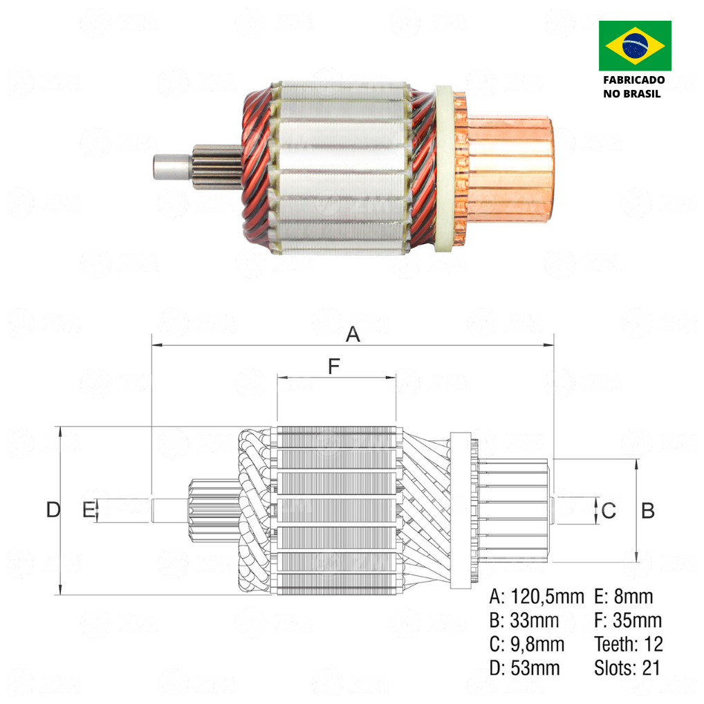 Induzido do Motor de Partida 12V para Chevrolet Blazer e S10 - ZM - 83.860.01
