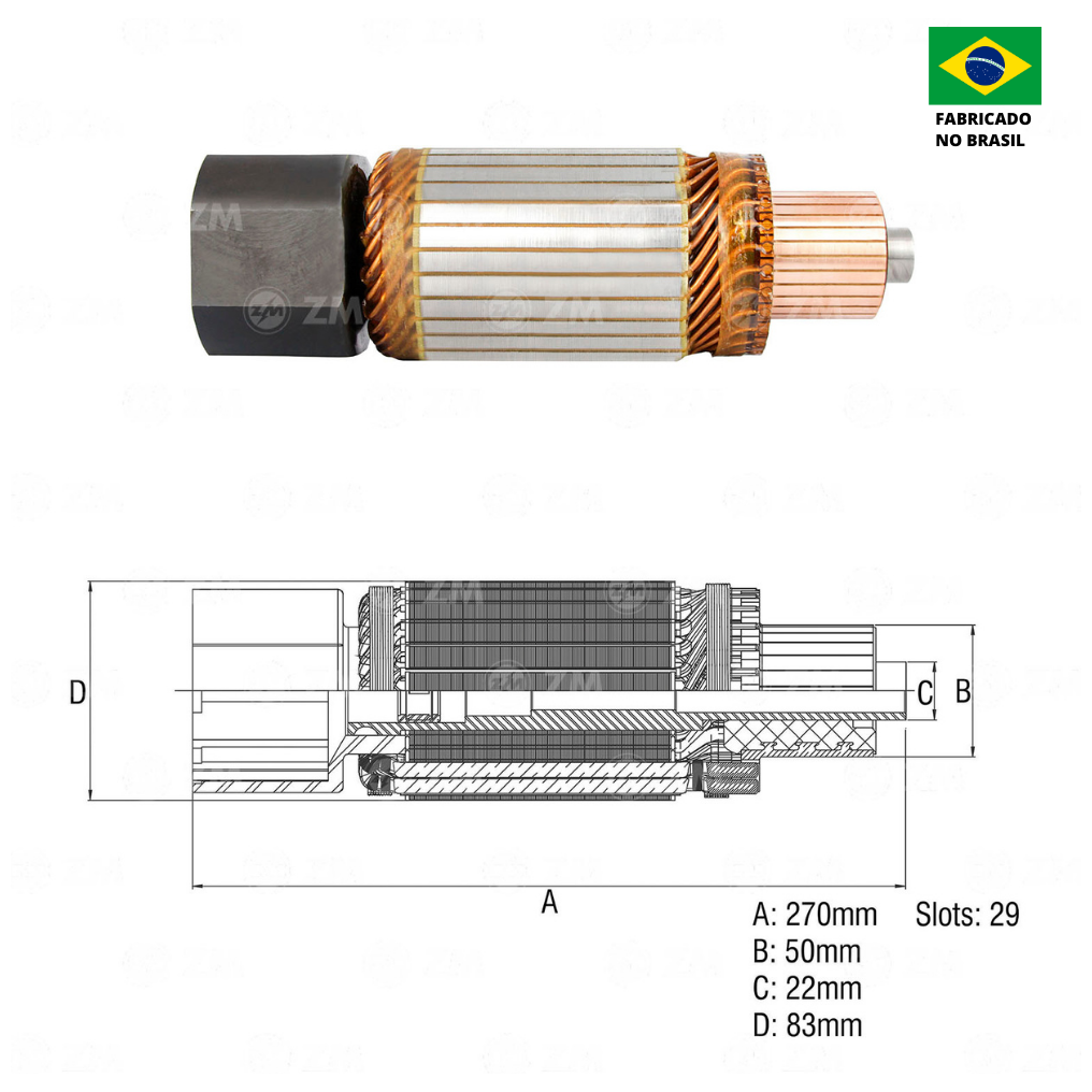 Induzido do Motor de Partida 24V - ZM - 83.901.05