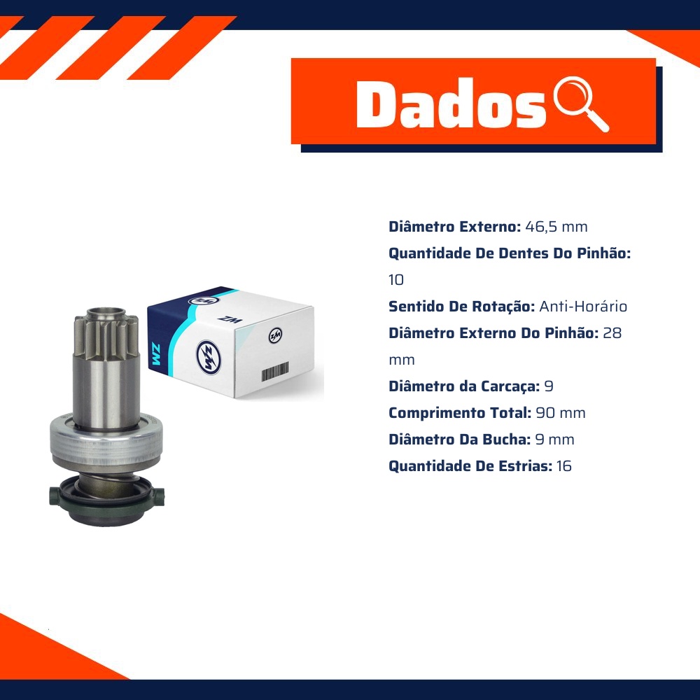 Impulsor de Partida para Volkswagen Golf e Parati - ZM - 85.571.11
