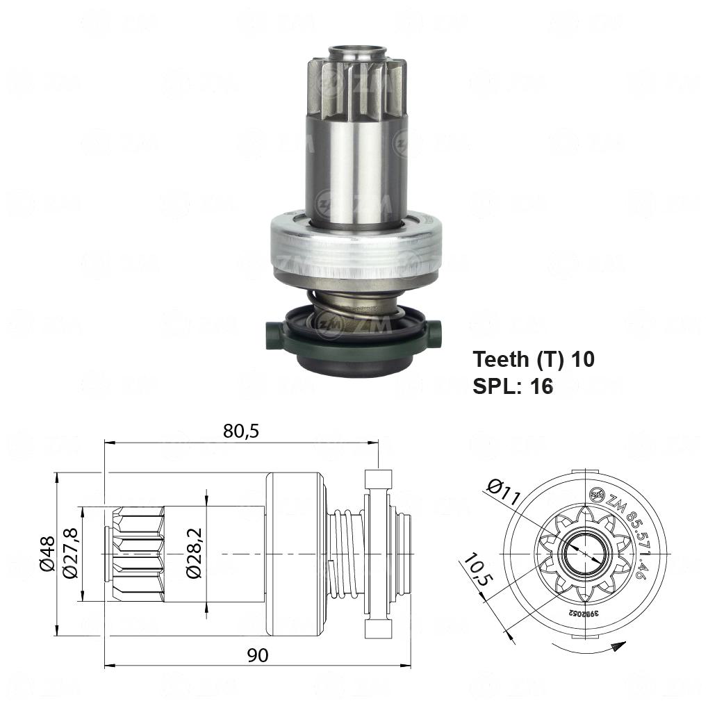 Impulsor de Partida para Volkswagen Gol e Parati - ZM - 85.571.46