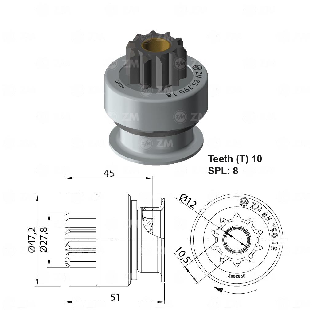 Impulsor de Partida para Jeep Cherokee - ZM - 85.790.18