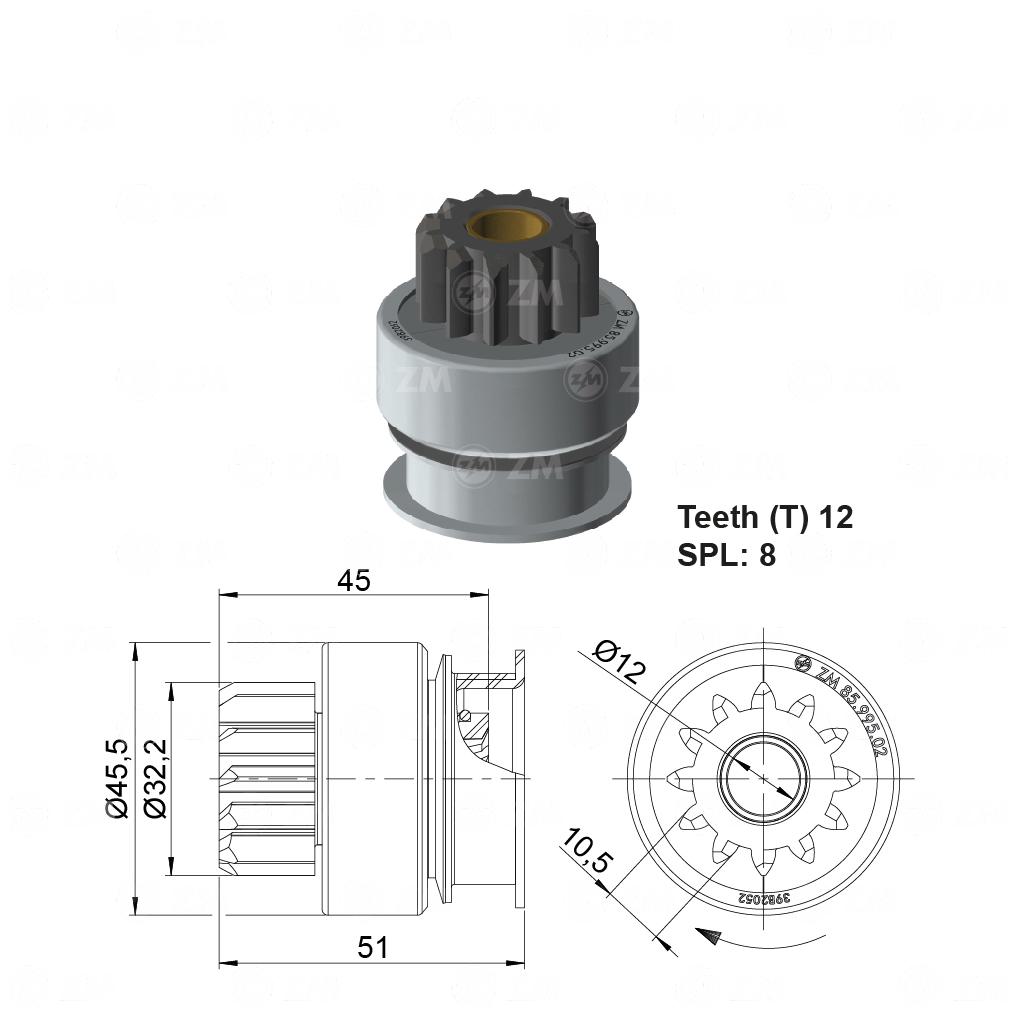 Impulsor de Partida para Fiat 500 - ZM - 85.995.02