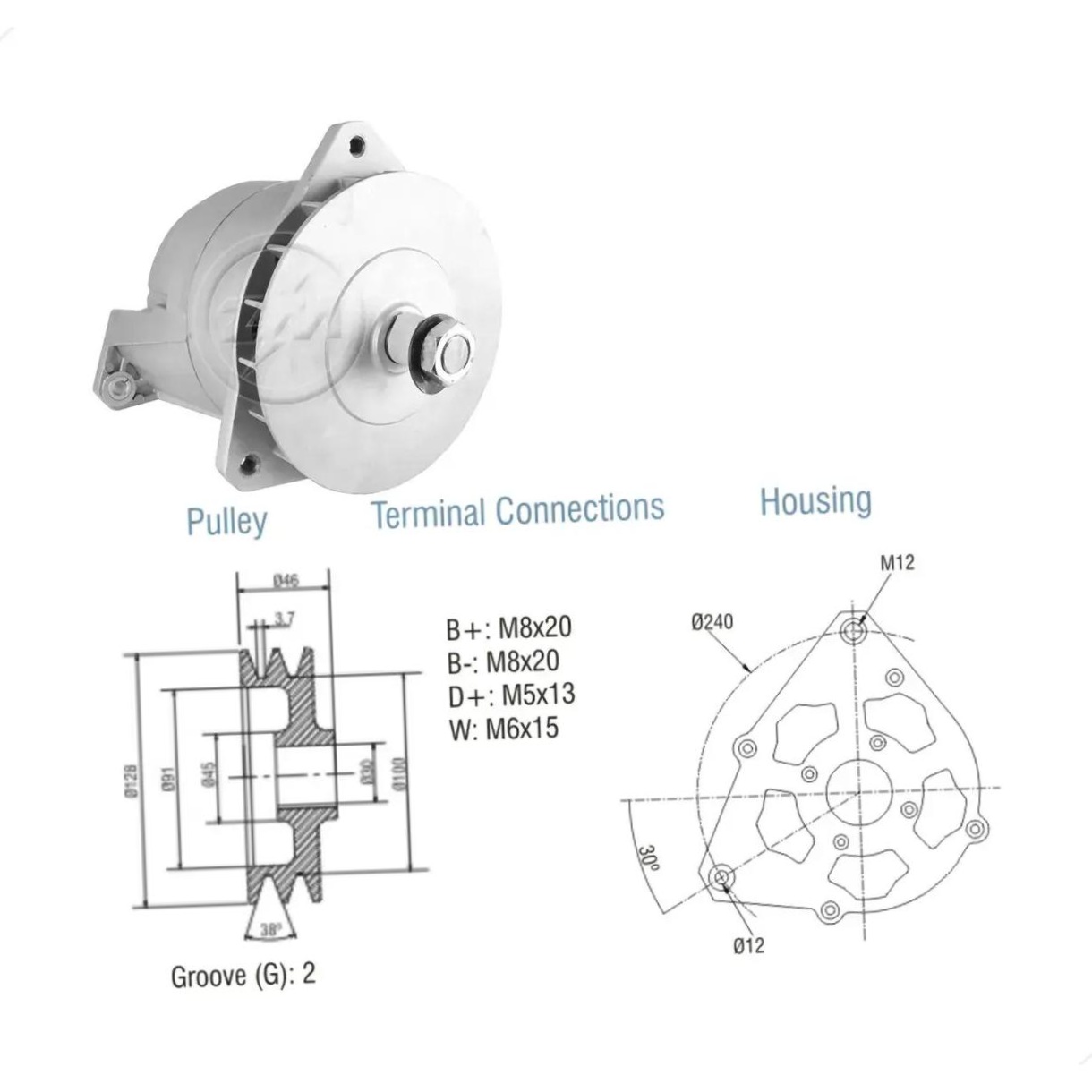 Alternador T1 24V 140A - ZM - 90.104.10
