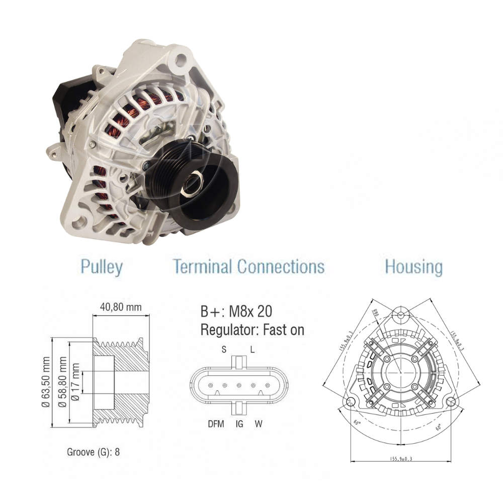 Alternador NCB1 24V 80A - ZM - 90.106.06