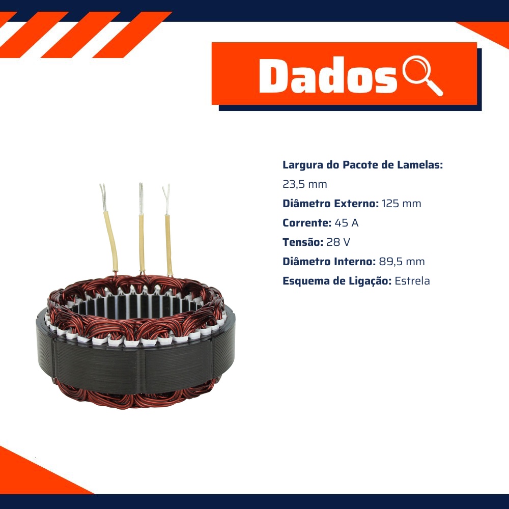 Estator do Alternador 24V 45A - ZM - 94.630.01