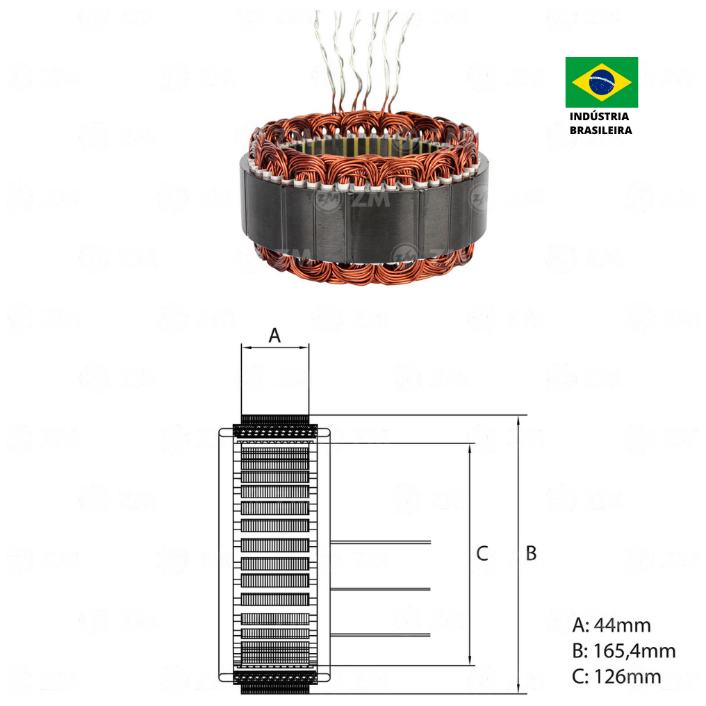 Estator do Alternador 24V 140A - ZM - 94.835.01