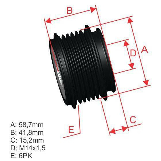 Polia de Roda Livre Oap do Alternador para Jaguar S-TYPE e X-TYPE - ZM - 96.005.04