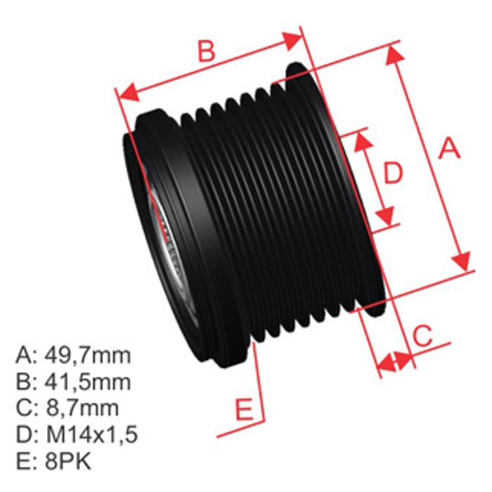 Polia de Roda Livre Oap do Alternador para Jeep Grand Cherokee - ZM - 96.005.27