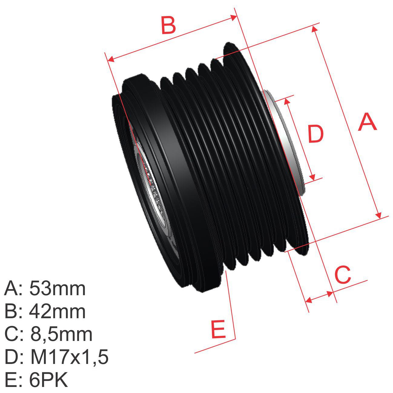 Polia de Roda Livre Oap do Alternador para Fiat Freemont - ZM - 96.010.05