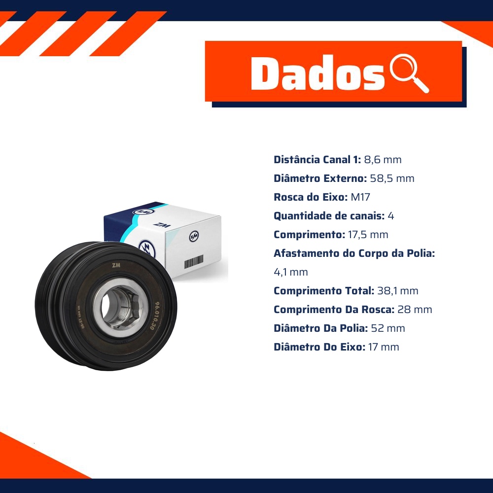 Polia de Roda Livre Oap do Alternador para Ford Focus e Fusion - ZM - 96.010.30