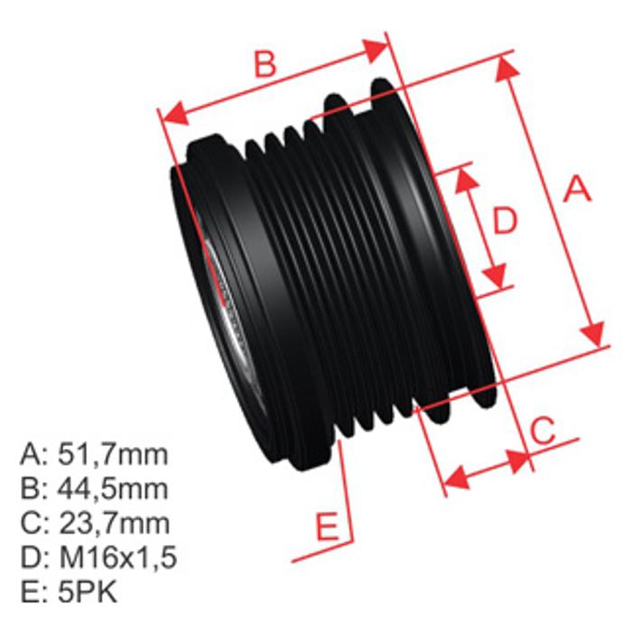 Polia de Roda Livre Oap do Alternador para Mercedes-Benz A 190 - ZM - 96.012.27
