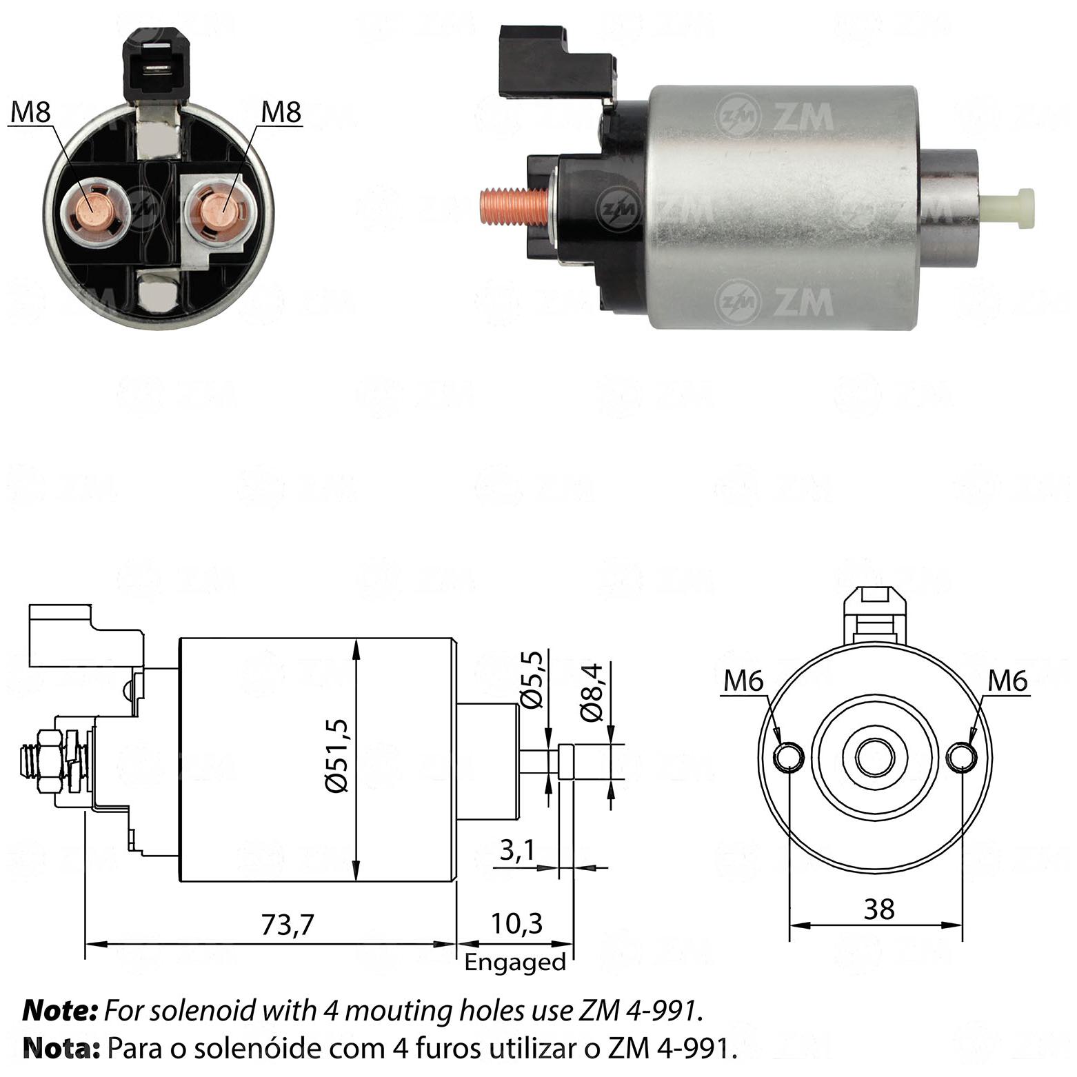 Relê Auxiliar de Partida para Chrysler Vision - ZM - 991