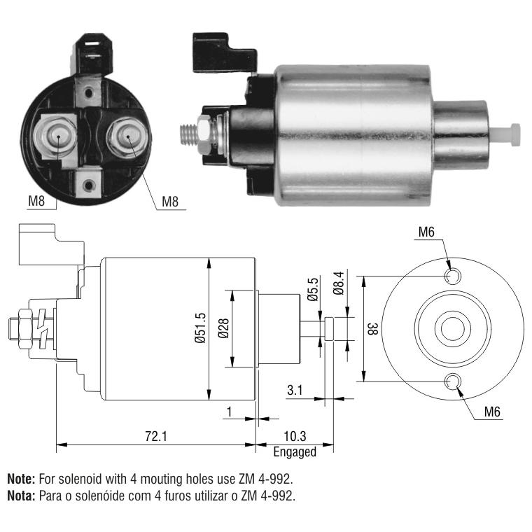 Relê Auxiliar de Partida para Chrysler Stratus - ZM - 992