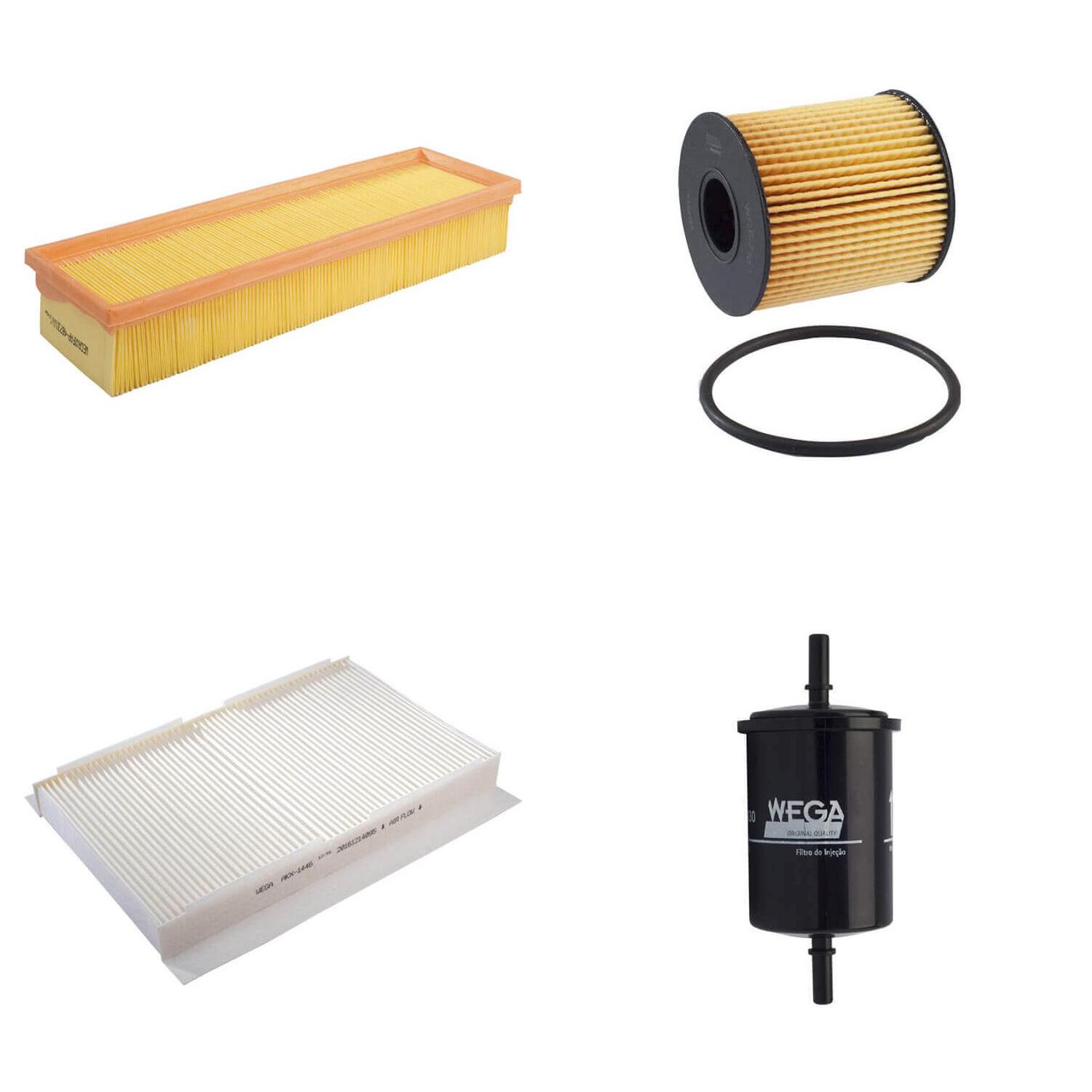 Kit Filtro Ar Comb Óleo Cab Citroën Aircross C3 C3 Picasso 1.4 8V 1.6 16V 06/12 - Wega - WKL-101