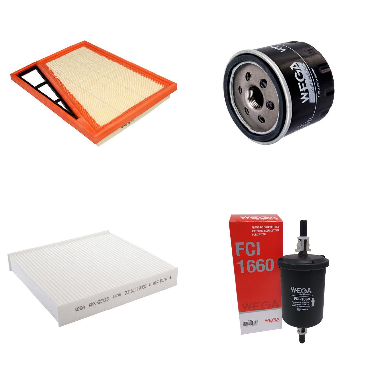 Kit Troca Completa Óleo Ar Cabine Combust Argo Mobi Uno Cronos Pulse Strada - Wega - WKL-122