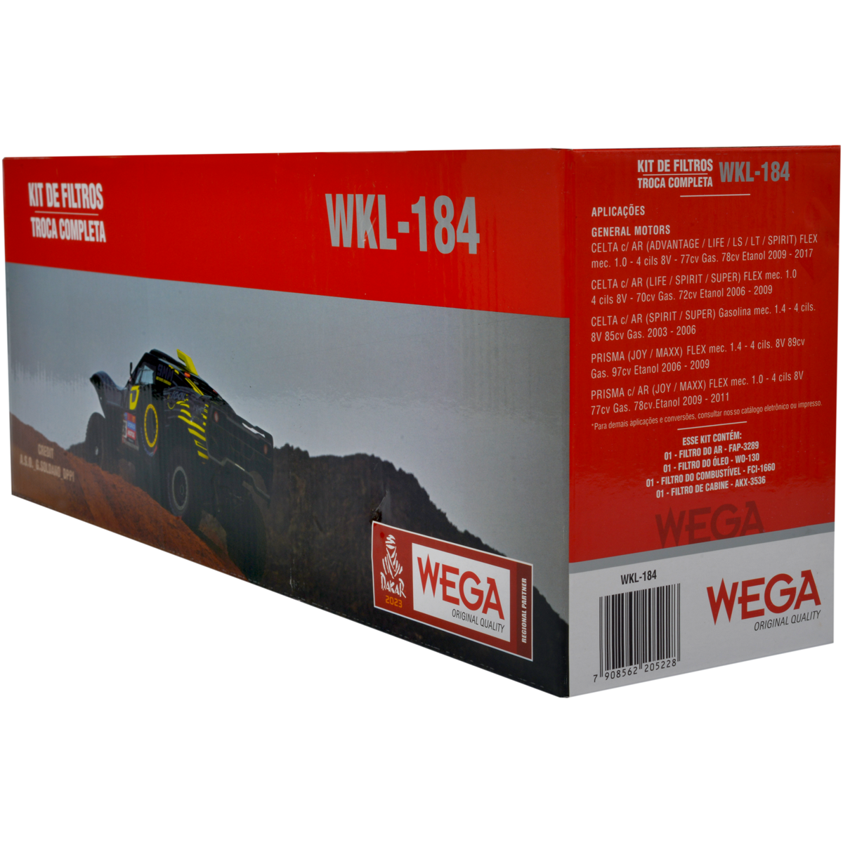 Kit Filtros de Ar Combustível Óleo e Cabine para Chevrolet Celta e Prisma - Wega - WKL-184
